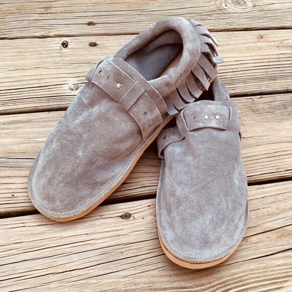 Gray Suede Moccasins Size 9.5 - Picture 1 of 8